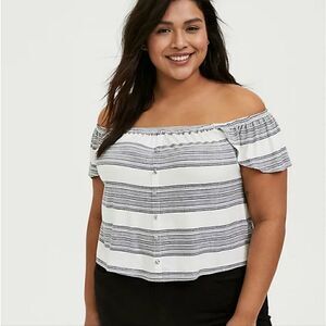 NWT Torrid Multi Stripe Off Shoulder Crop Top - Gray 3X